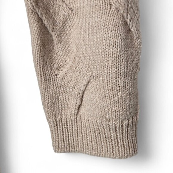 Guess Woven Cable Knit Long Cardigan Sweater Women's Shawl Collar Drop Pocket L - Picture 3 of 6